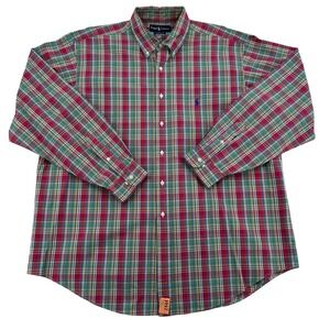 Ralph Lauren Classic Fit Plaid Button Down Shirt Men's XXL Red Green Blue Pony